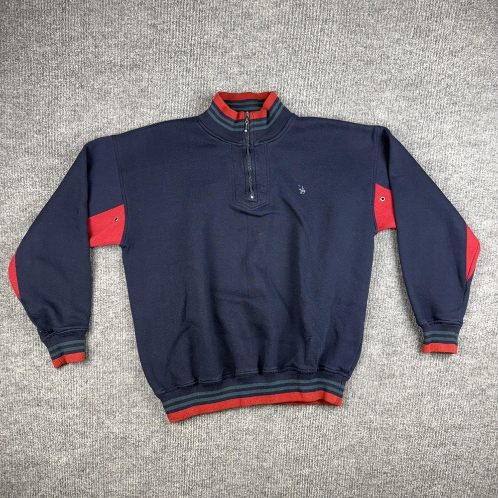 Vintage Knights Of Round Table Sweatshirt Mens XL Blue Red 1/4 Zip Lined Fleece
